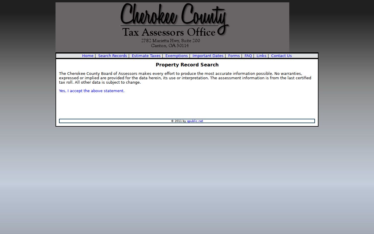 Canton people search using the Cherokee County assessor gateway